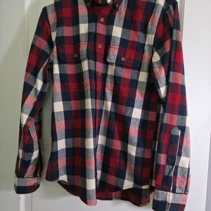 Abercrombie & Fitch Red and Navy Plaid Shirt